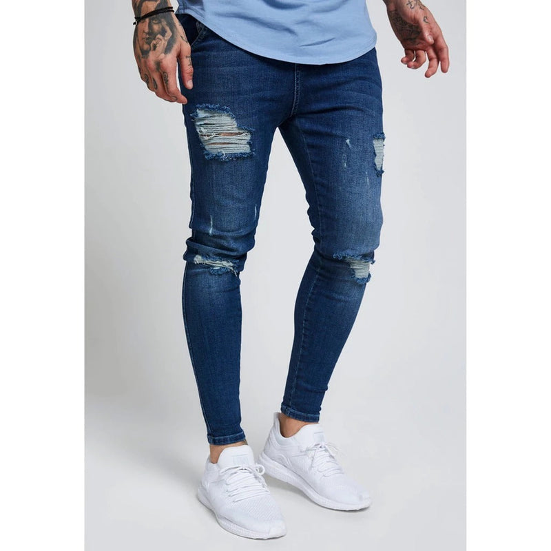 Calça Jeans Masculina Skinny Rasgada