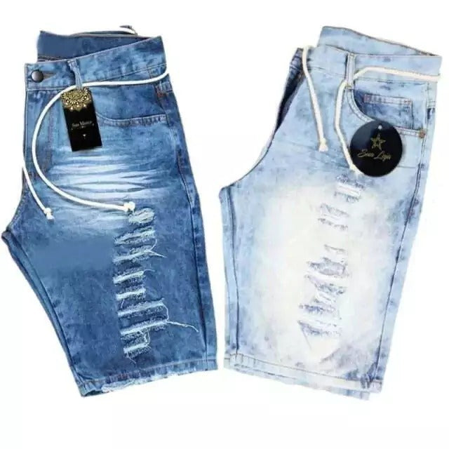 Kit 2 Bermudas Jeans Destroyed