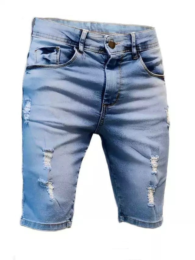 Bermuda Jeans Clara Masculina com Lycra Destroyed