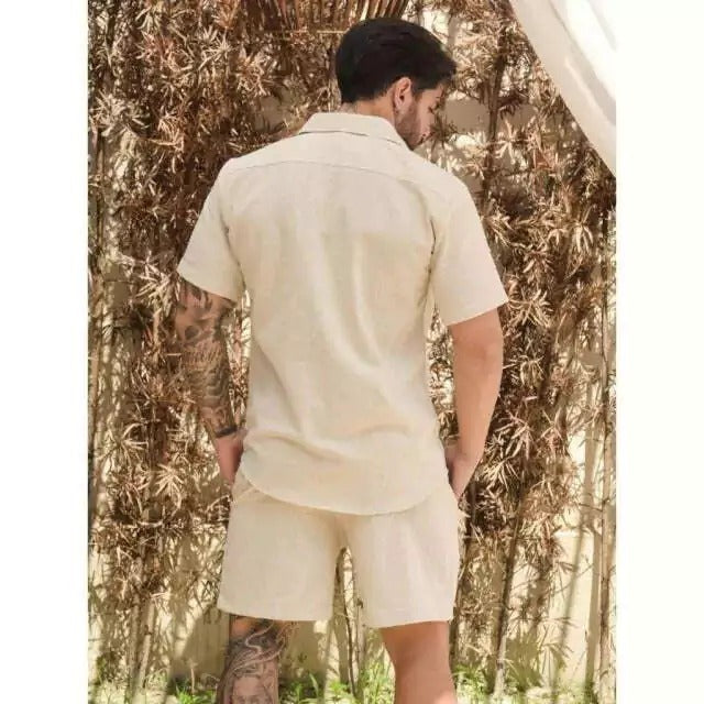 Conjunto Linho Masculino Shorts e Camisa