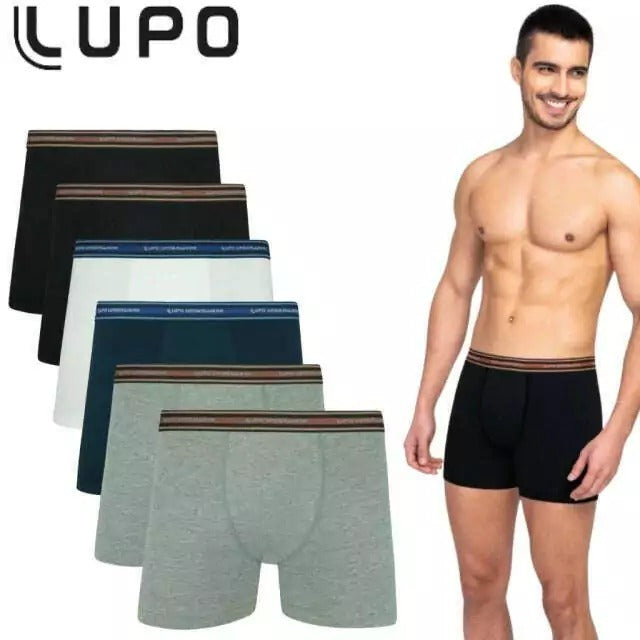 Kit 06 Cuecas Box Lupo Masculina Cotton Algodão Cuecas Boxer Adulto