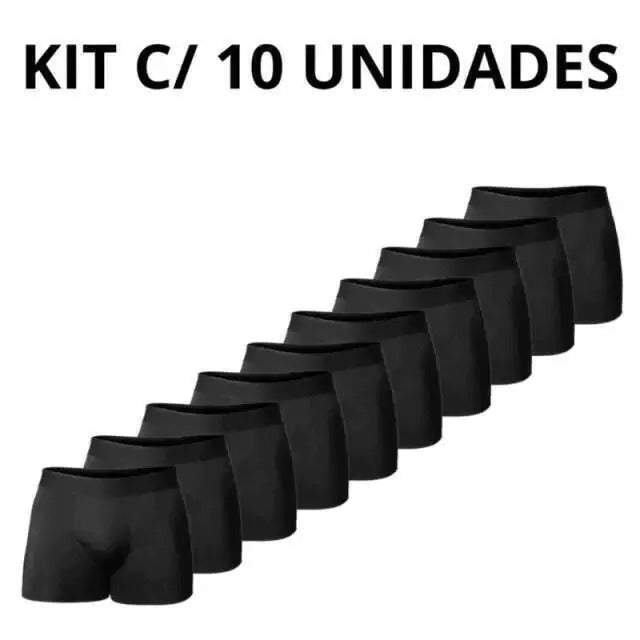 kit 10 Cuecas Pretas Black Box Modelo Conforto Premiun