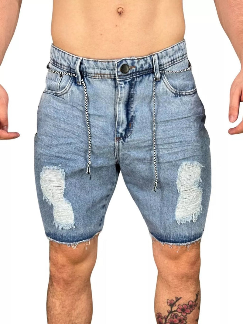 Bermuda Jeans Estilo Jogador Destroyed