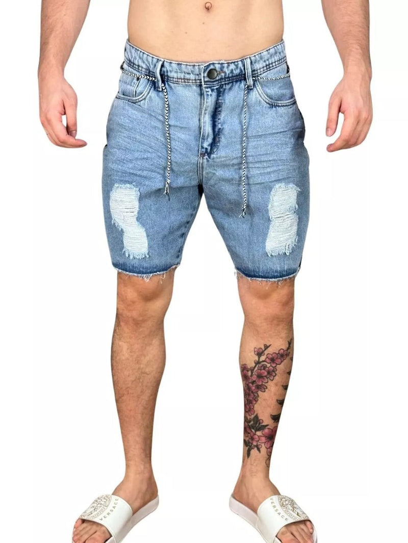 Bermuda Jeans Estilo Jogador Destroyed