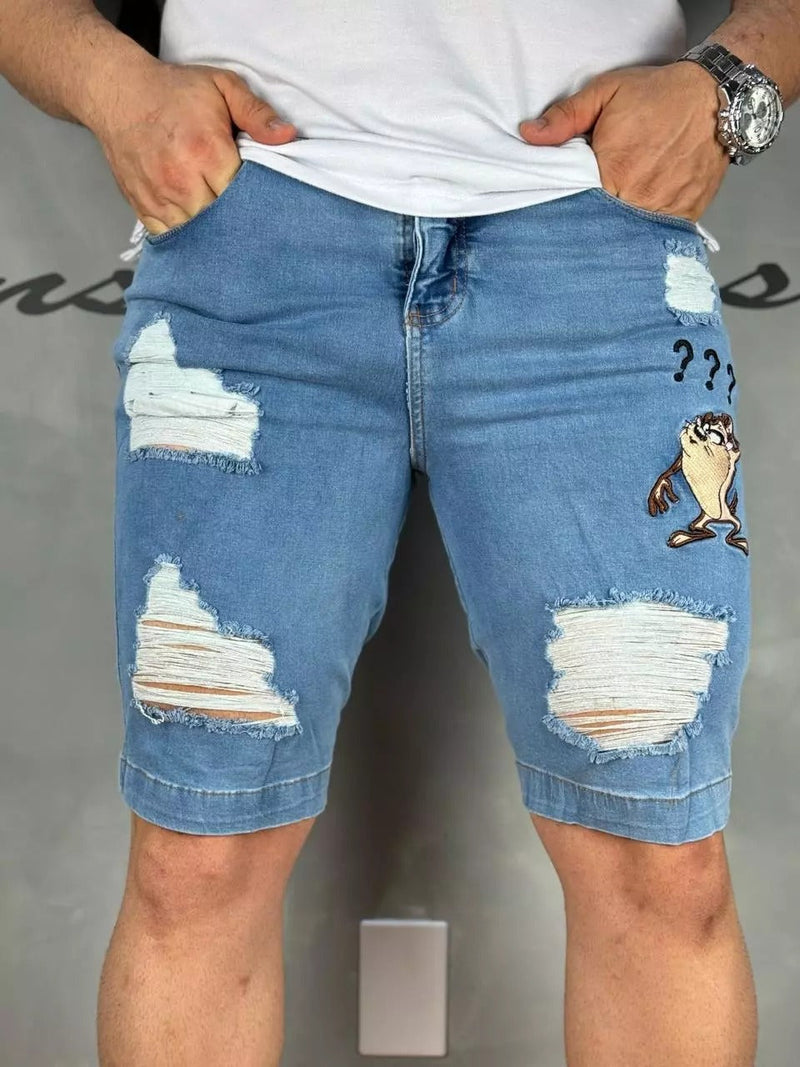 Bermuda Jeans com Elastano Detalhe no Bordado