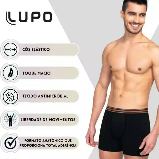 Kit 06 Cuecas Box Lupo Masculina Cotton Algodão Cuecas Boxer Adulto