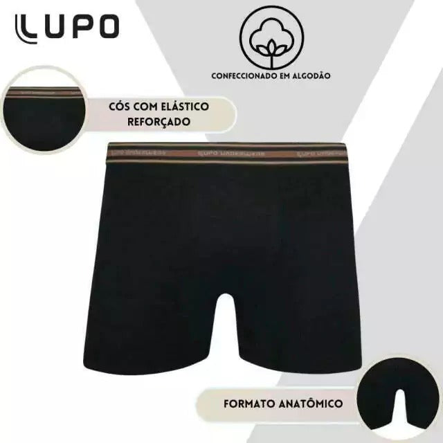 Kit 06 Cuecas Box Lupo Masculina Cotton Algodão Cuecas Boxer Adulto