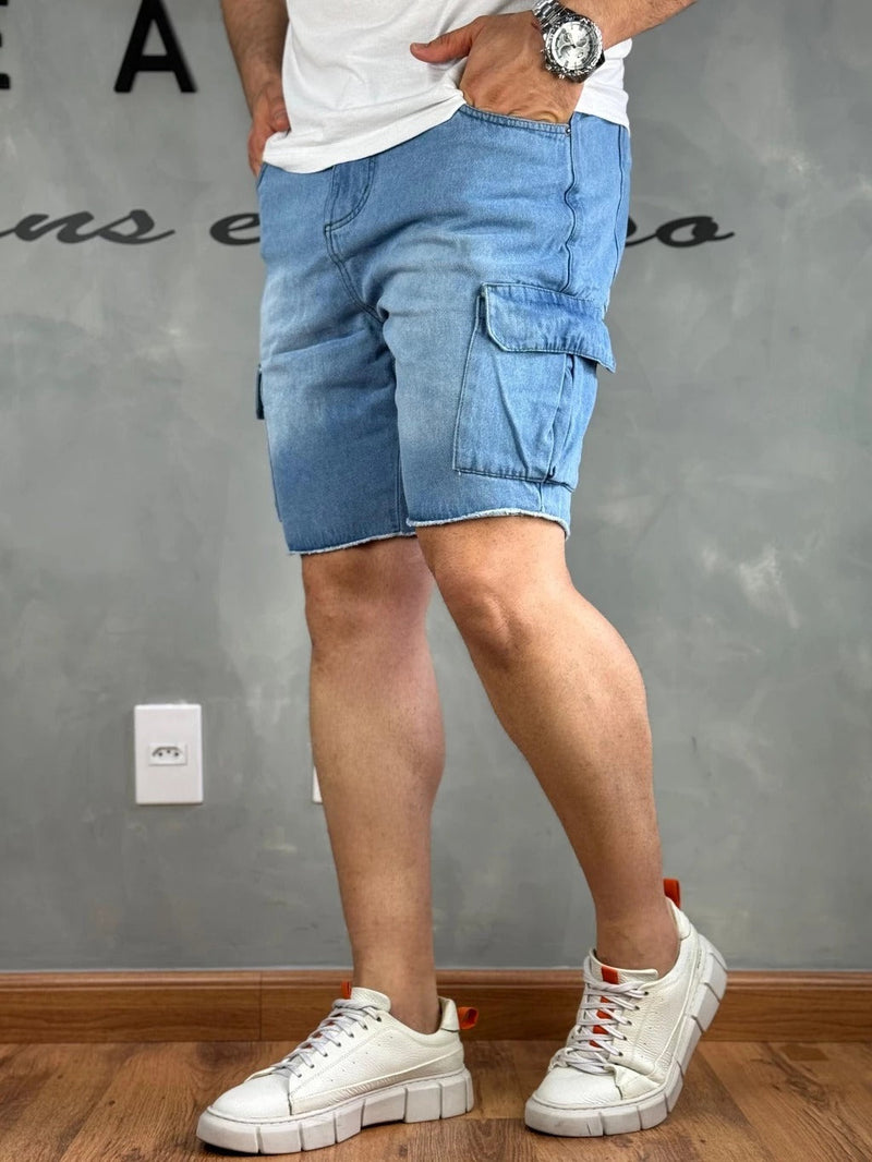 Bermuda Jeans Cargo Estilo Jogador