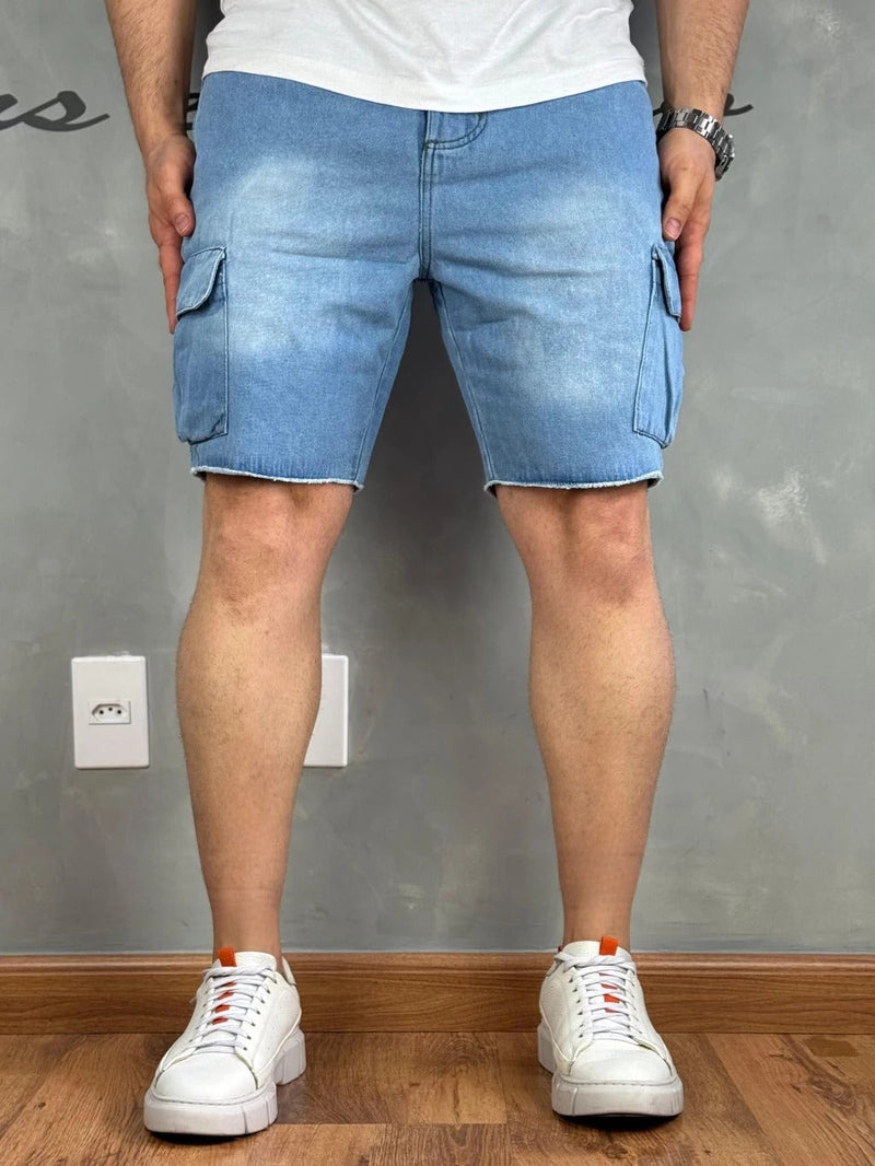 Bermuda Jeans Cargo Estilo Jogador