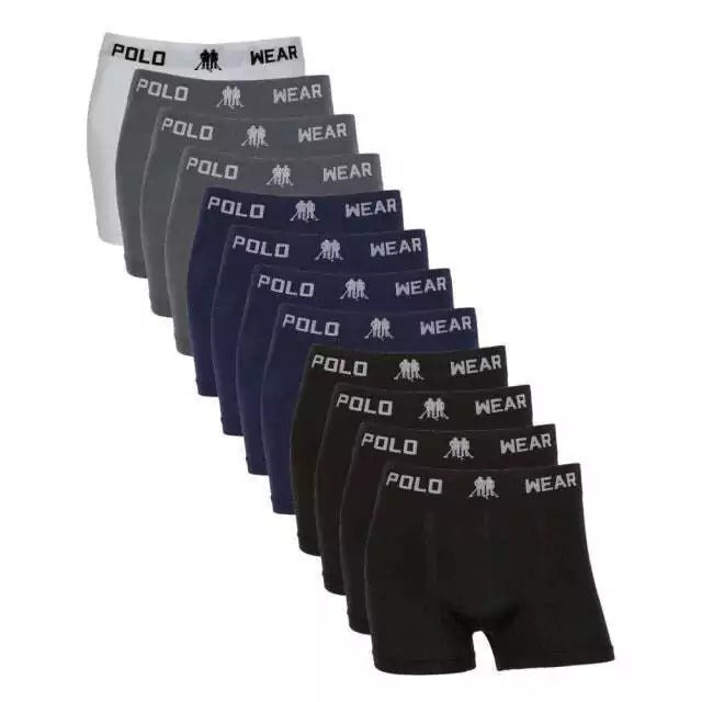 Kit Com 12 Cuecas Boxer Masculina Adulto Polo Wear