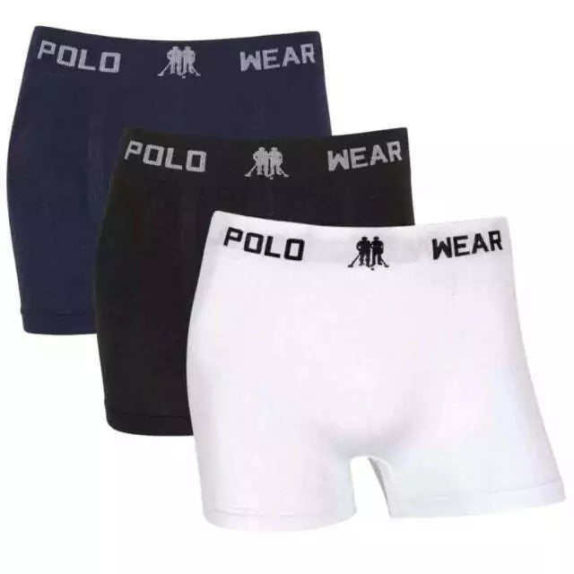 Kit 3 Cuecas Boxer Masculina Polo Wear Original Sem Costura Lisa