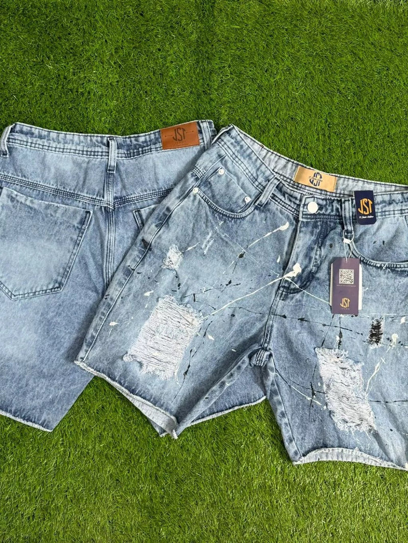 Bermuda Jeans Estilo Jogador Detalhes na Pigmentação