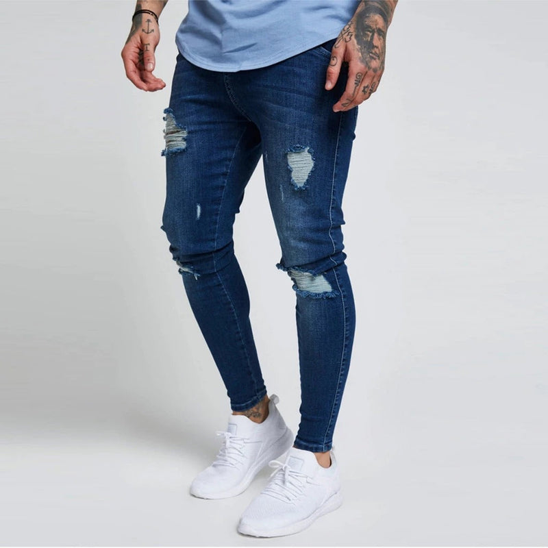 Calça Jeans Masculina Skinny Rasgada