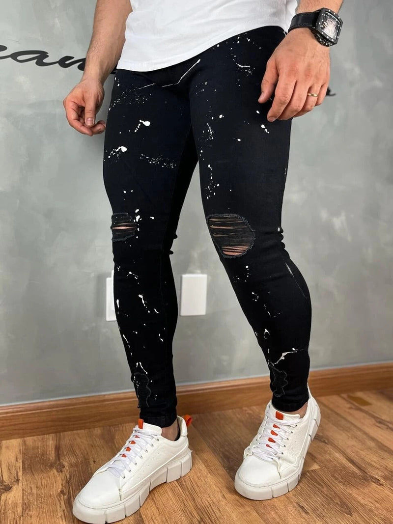 Calça Preta Rasgada Skinny Pigmentada