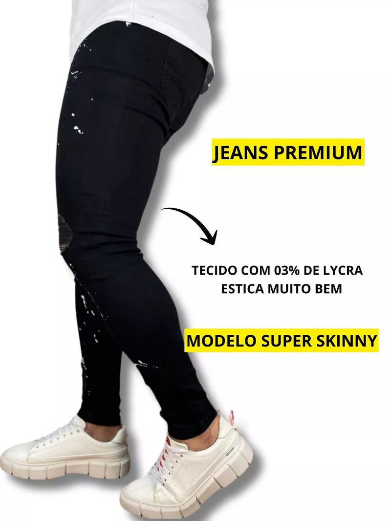 Calça Preta Rasgada Skinny Pigmentada