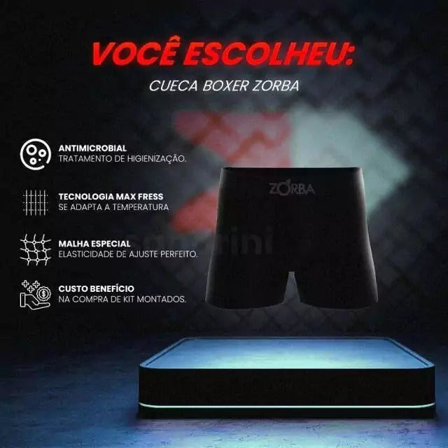 Promoção Kit 4 Cuecas Boxer Algodão Sem Costura Box Zorba Seamless Confortável