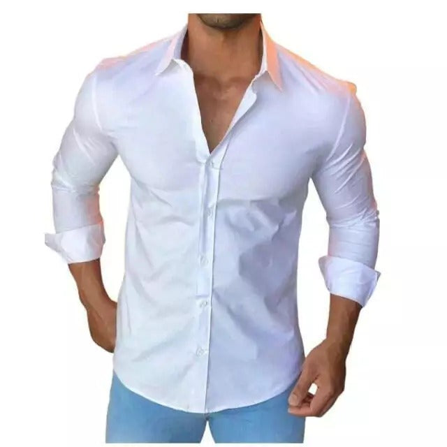 Camisa Social Masculina Slim Fit Manga Longa